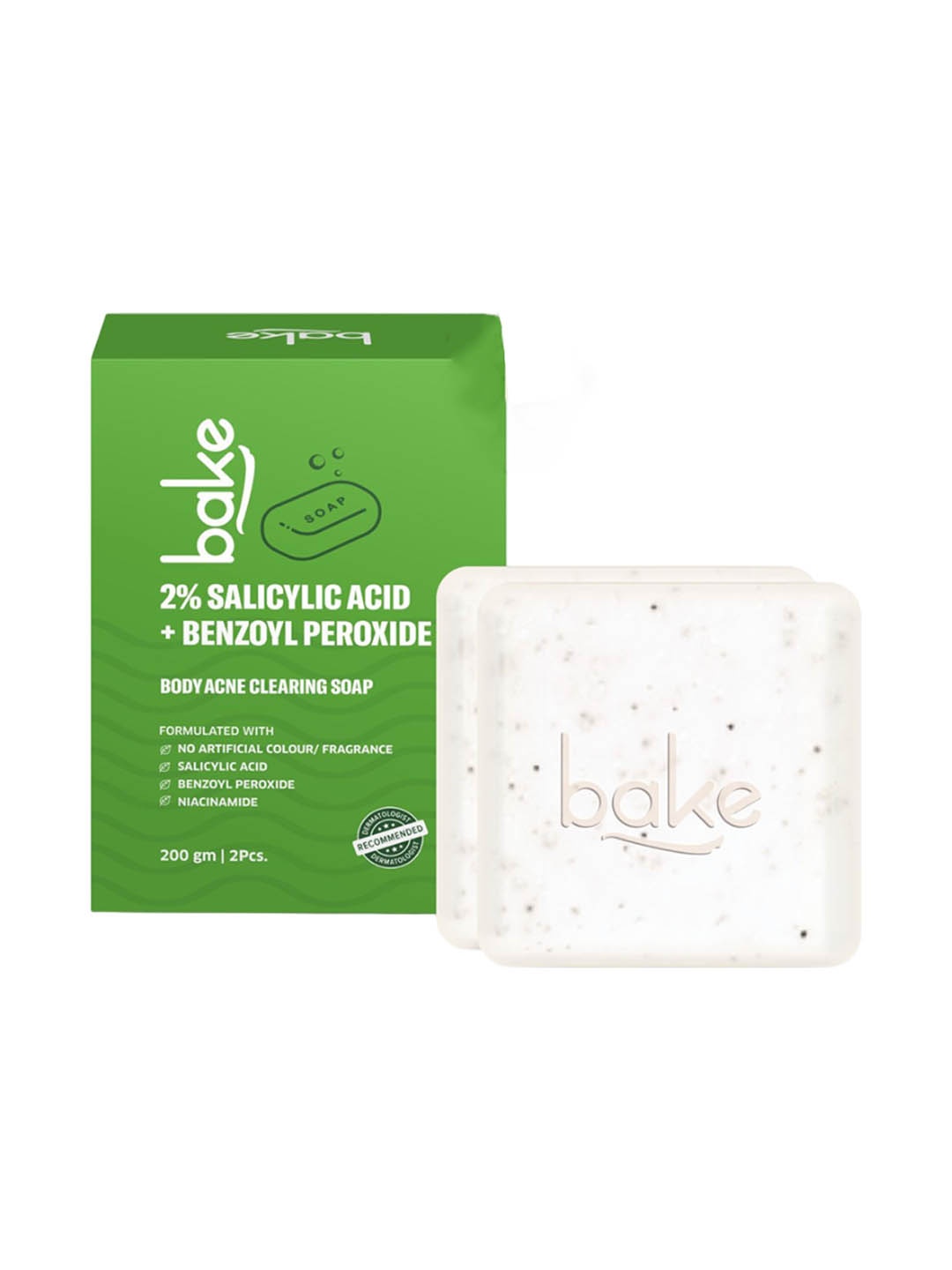 

BAKE Set Of 2 2% Salicylic Acid Body Acne Clearing Soap With Niacinamide - 100 g Each, White