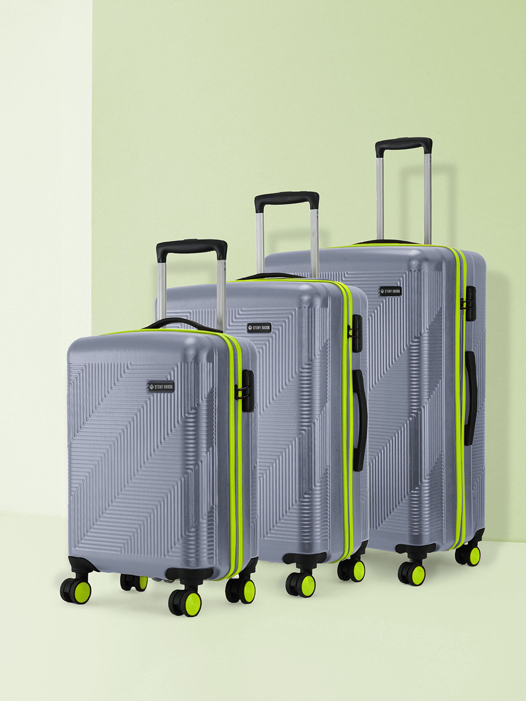 

Stony Brook by Nasher Miles Pack Of 3 Echo Textured Hard-Sided Trolley Bags, Grey