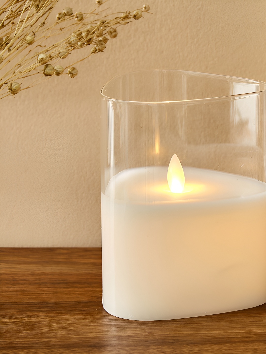 

Home Centre Transparent & White Glass LED Candle Light