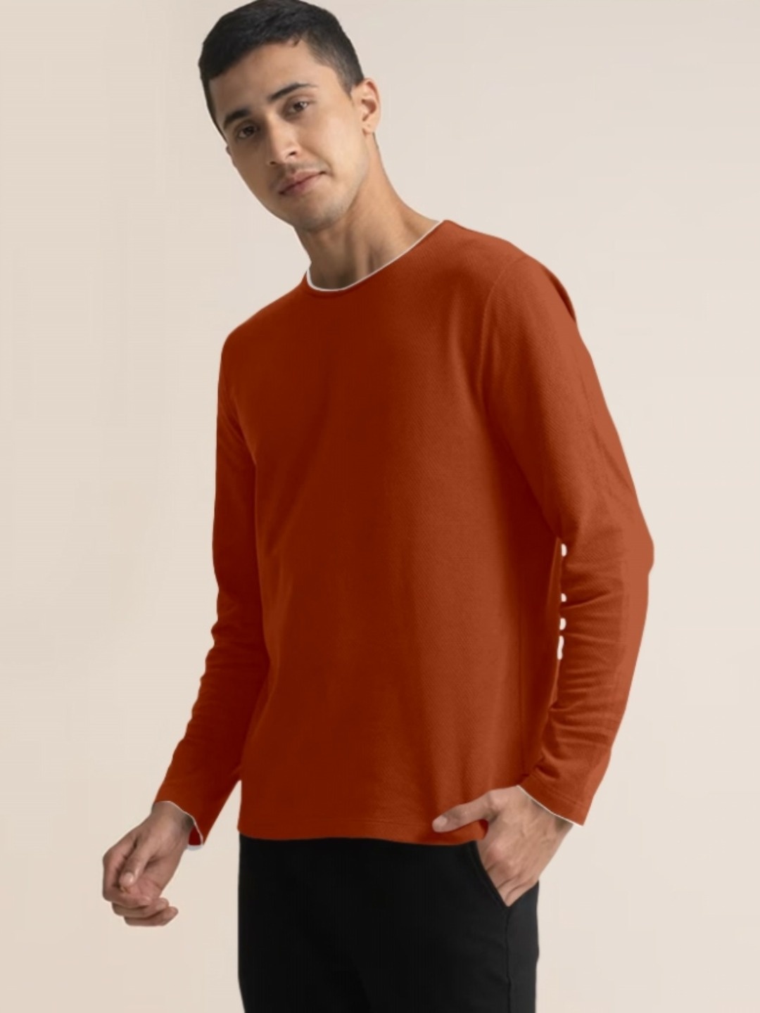 

Metronaut Men Solid Round Neck Cotton Slim Fit T-shirt, Brown