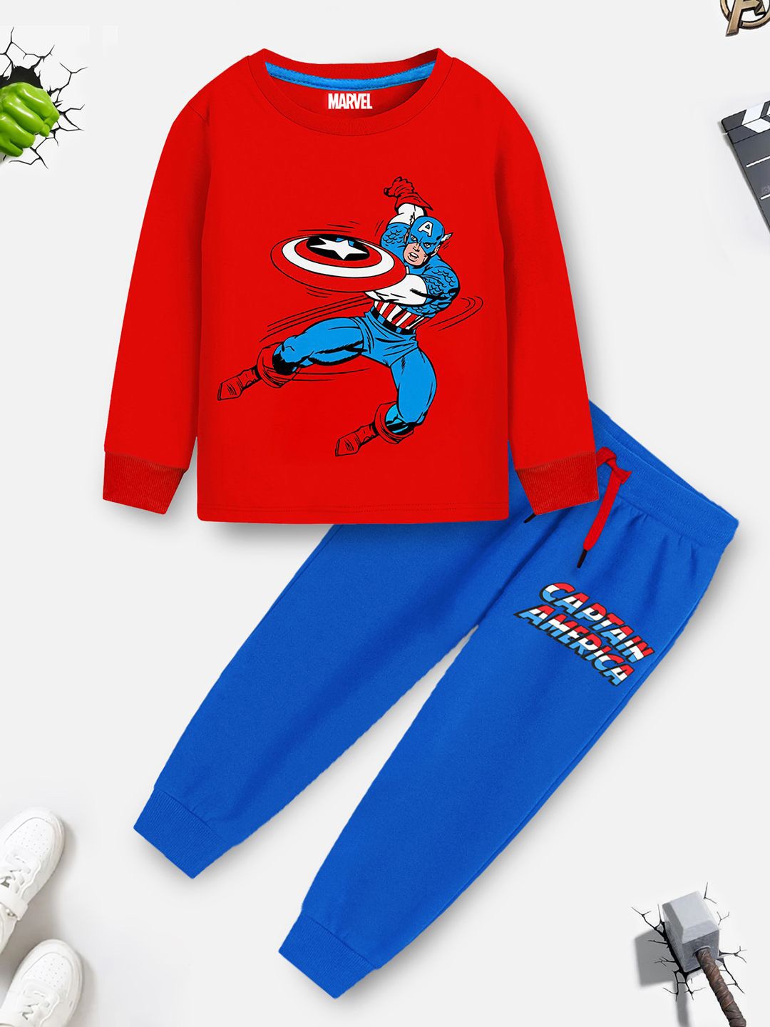 

YK Marvel Boys Avengers Printed T-shirt & Joggers, Red