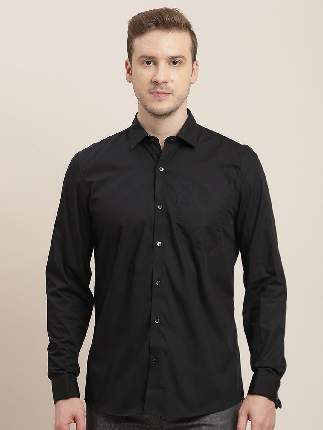 

Turtle Men Classic Slim Fit Opaque Formal Shirt, Black