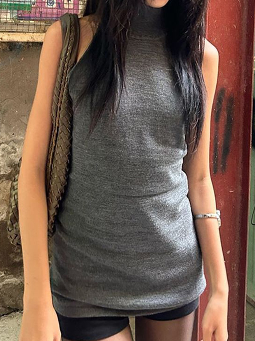 

StyleCast Women Round Neck Sleeveless Solid Casual Tops, Grey