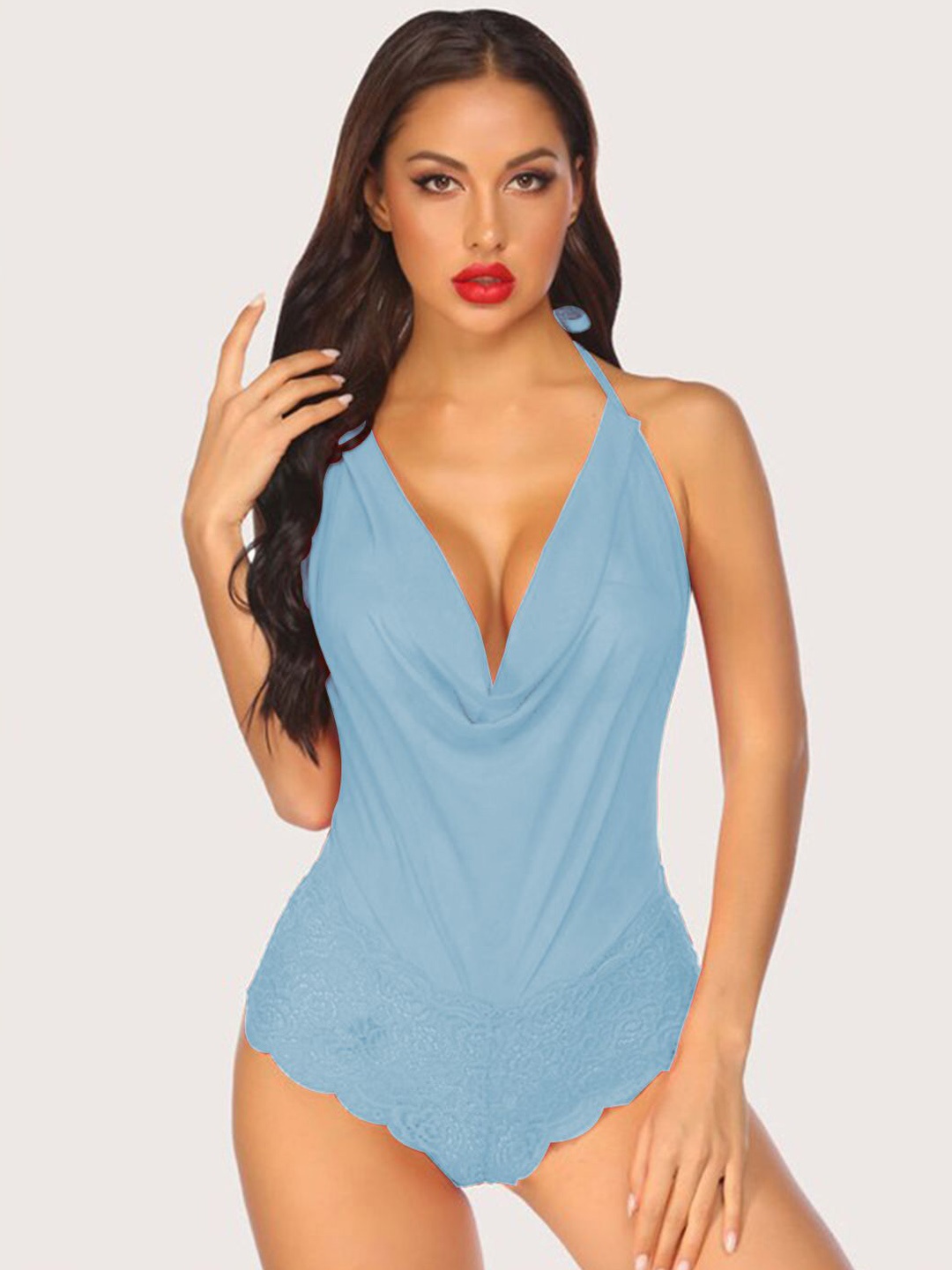 

Krelin Net Halter Neck Baby Doll with Asymmetric, Blue