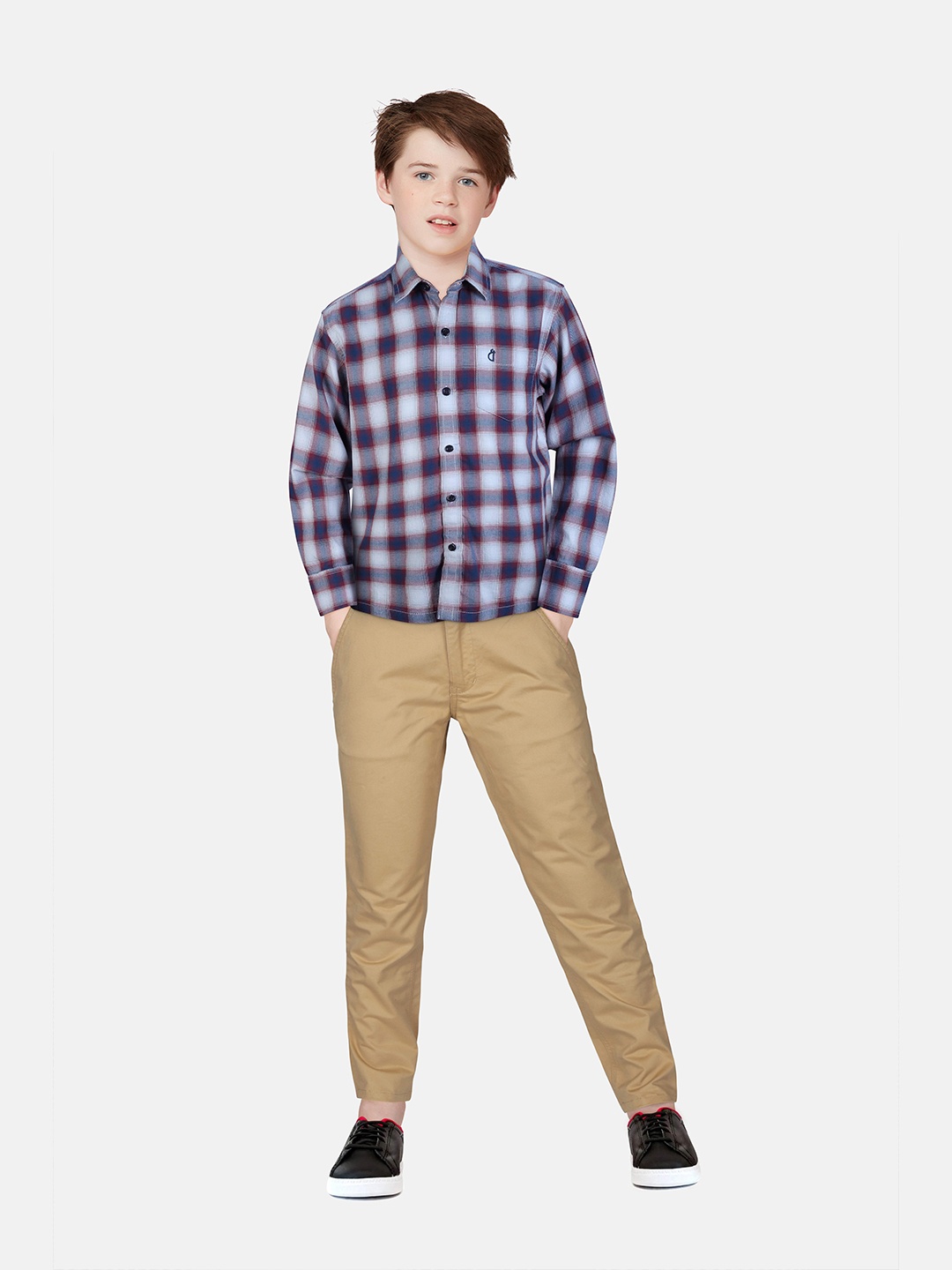 

Gini and Jony Boys Standard Tartan Checks Opaque Checked Casual Shirt, White