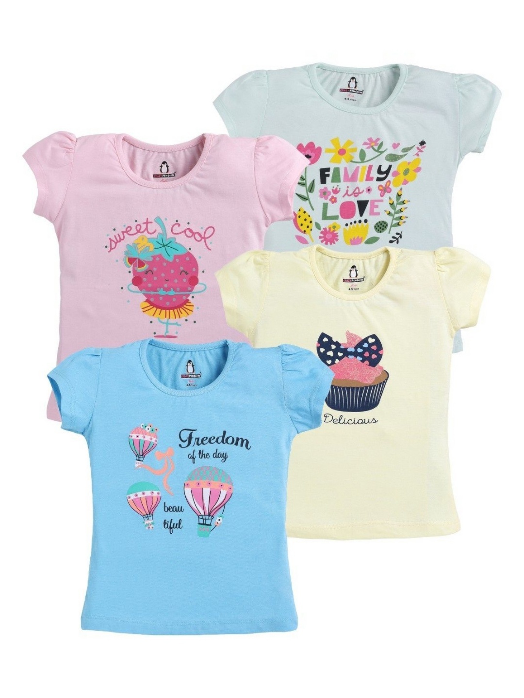 

CRAZYPENGUIN ELITE Girls 4 Printed T-shirt, Multi