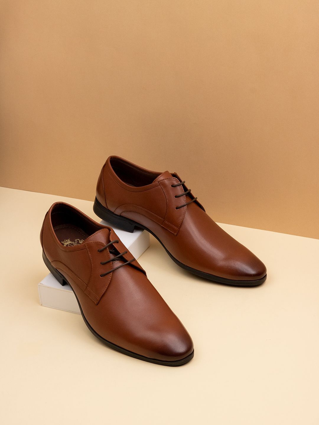 

ATESBER by Inc.5 Men Leather Formal Derbys, Tan
