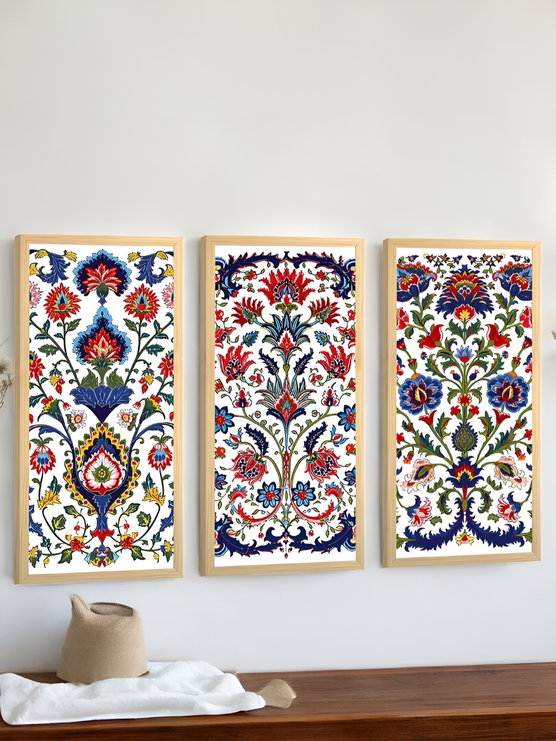 

Art Street Red & White 3 Piece Synthetic Wood Floral and Botanical Wall Paintings