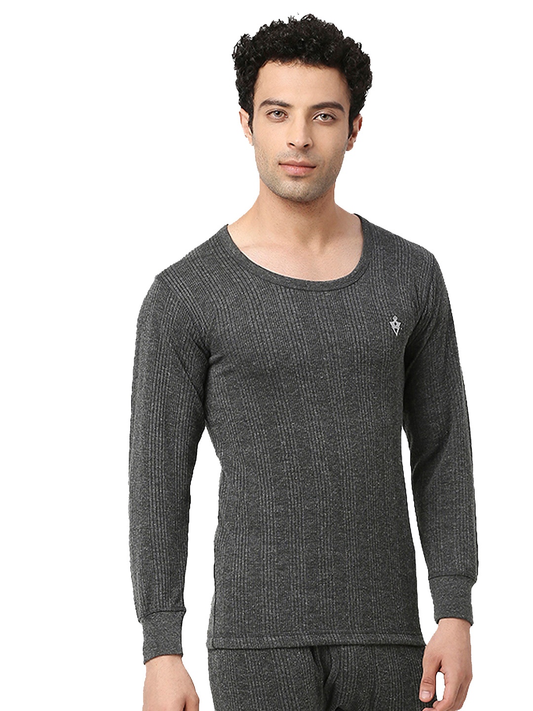 

VIP Men Ribbed Wool Thermal Tops, Grey