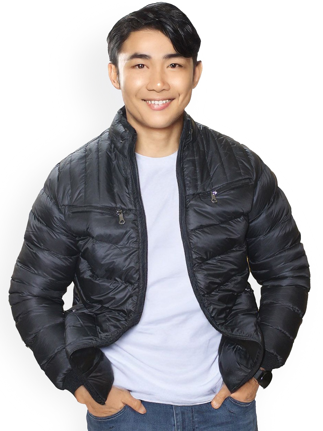 

StyleCast Men Polyester Crop Open Front Jacket, Black