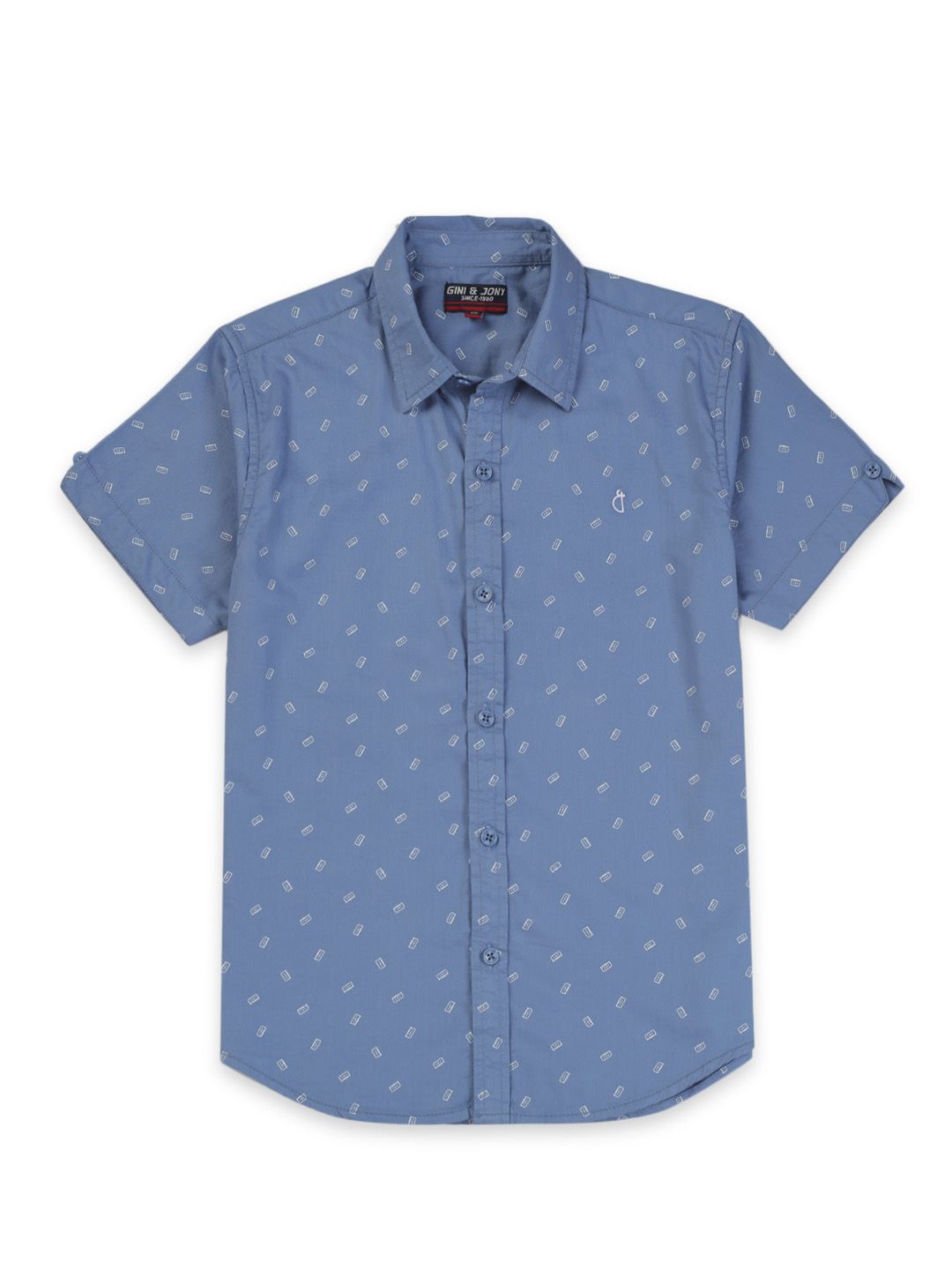 

Gini and Jony Boys Standard Opaque Printed Casual Shirt, Blue