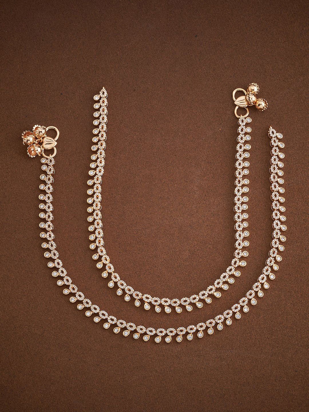

Kushal's Fashion Jewellery Gold-Plated Zircon Anklets