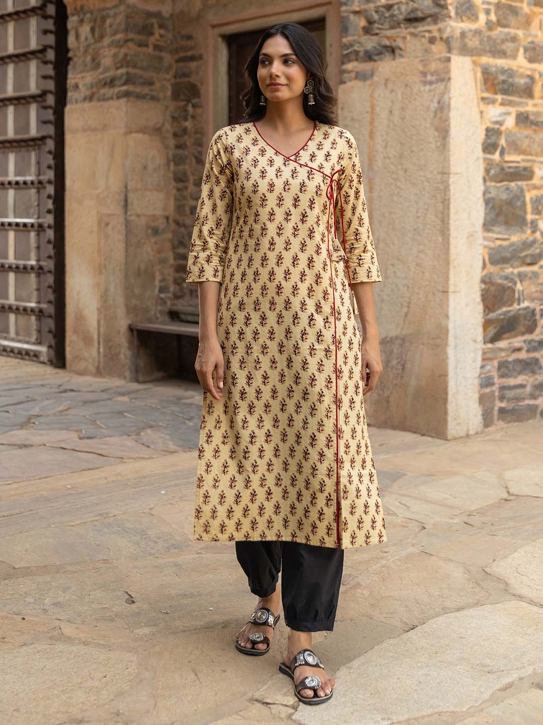 

The Ethnic Label Women Block Printed Kurta, Beige
