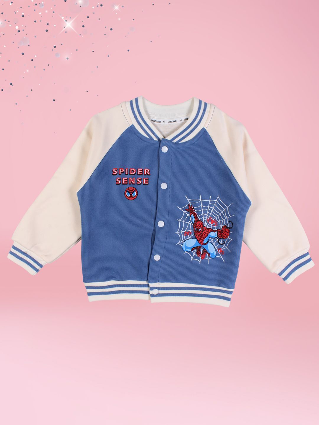 

CUTECUMBER Girls Colourblocked Fleece Varsity Jacket, Blue