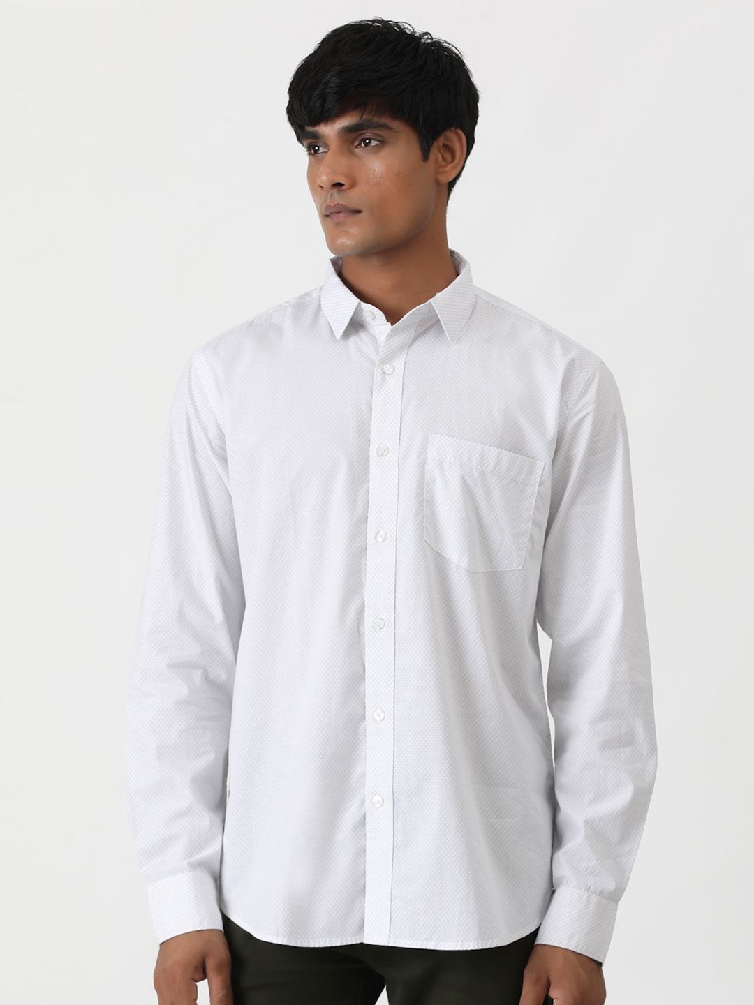 

Greenfibre Men Opaque Printed Casual Shirt, White