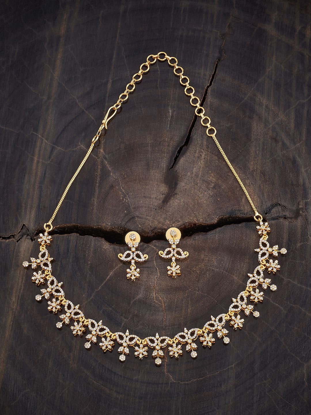 

Kushal's Fashion Jewellery Gold-Plated CZ-Studded Jewellery Set