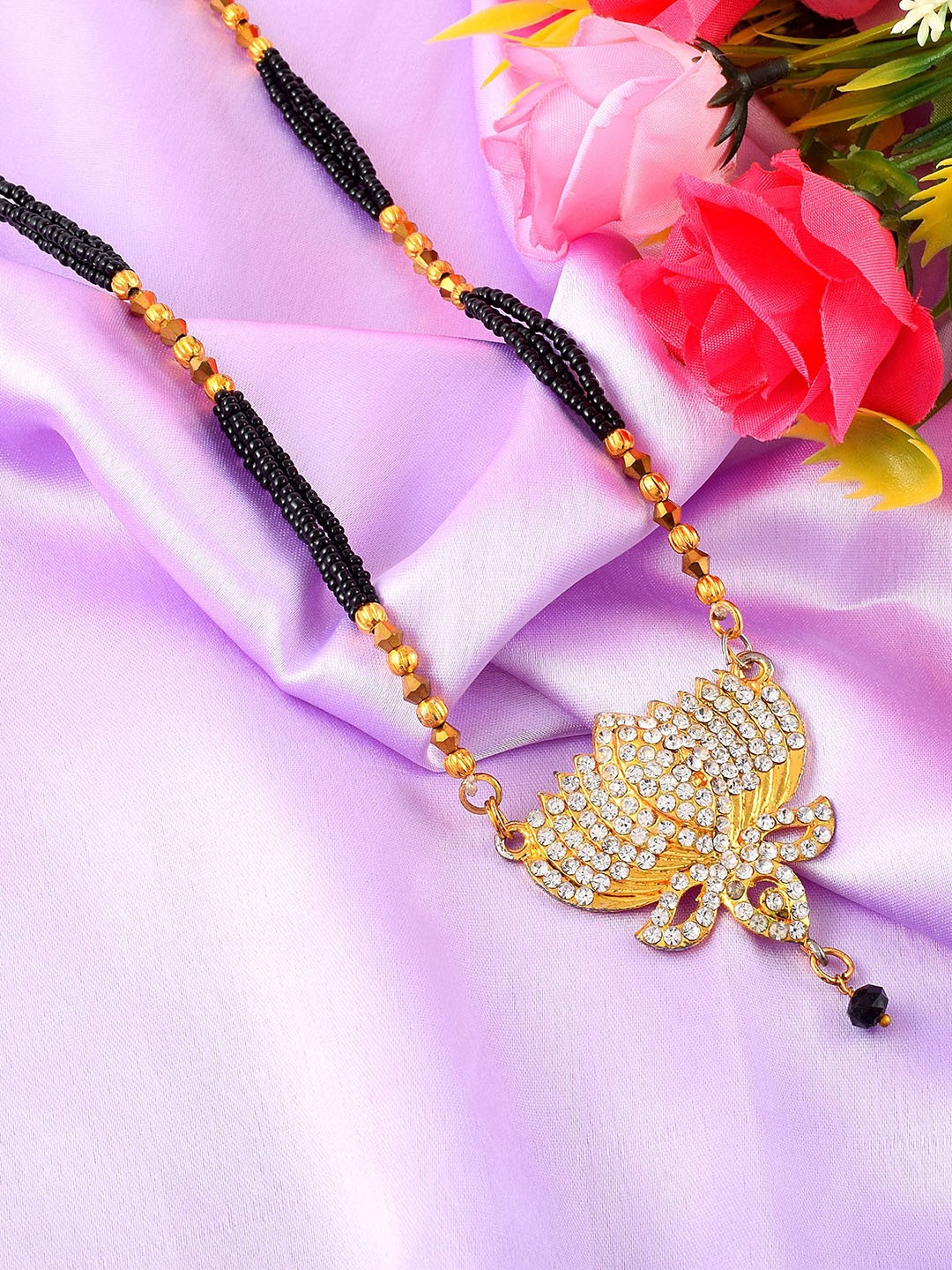 

MEMOIR Gold-Plated CZ Studded & Beaded Mangalsutra