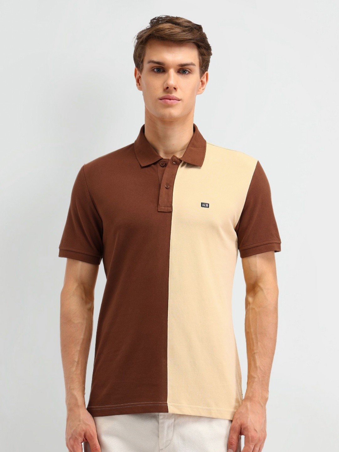 

Arrow Sport Men Colourblocked Polo Collar T-shirt, Brown