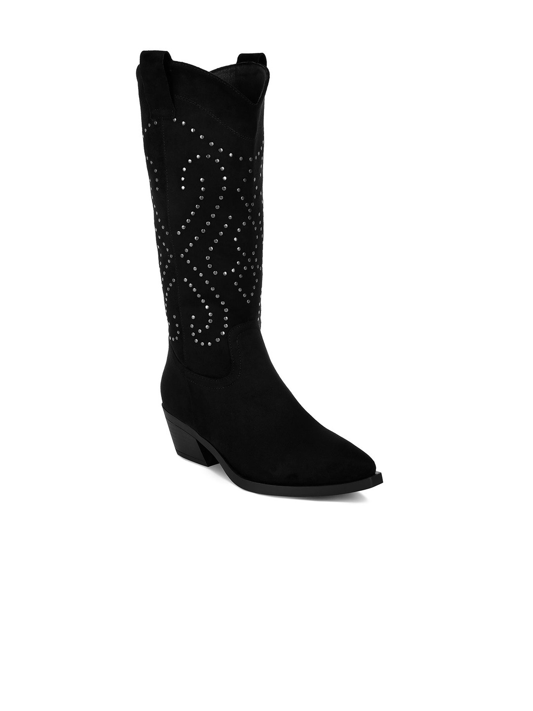 

RAG & CO Women Embellished Block-Heeled Cow Boy Boots, Black