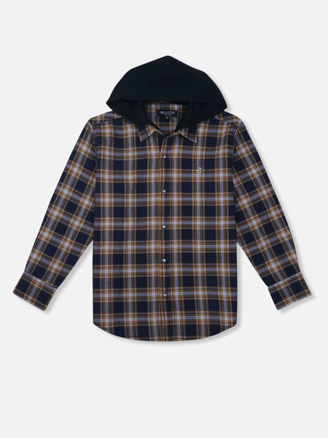 

Gini and Jony Boys Standard Tartan Checks Opaque Checked Casual Shirt, Navy blue