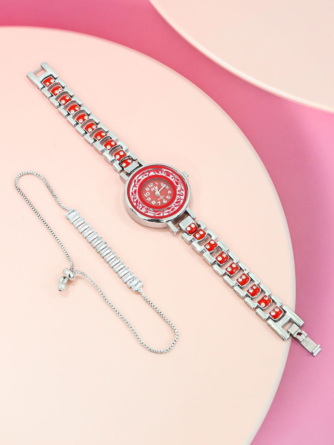 

FIMBUL Women Printed Dial & Stainless Steel Analogue Automatic Watch Watch-D8-RED