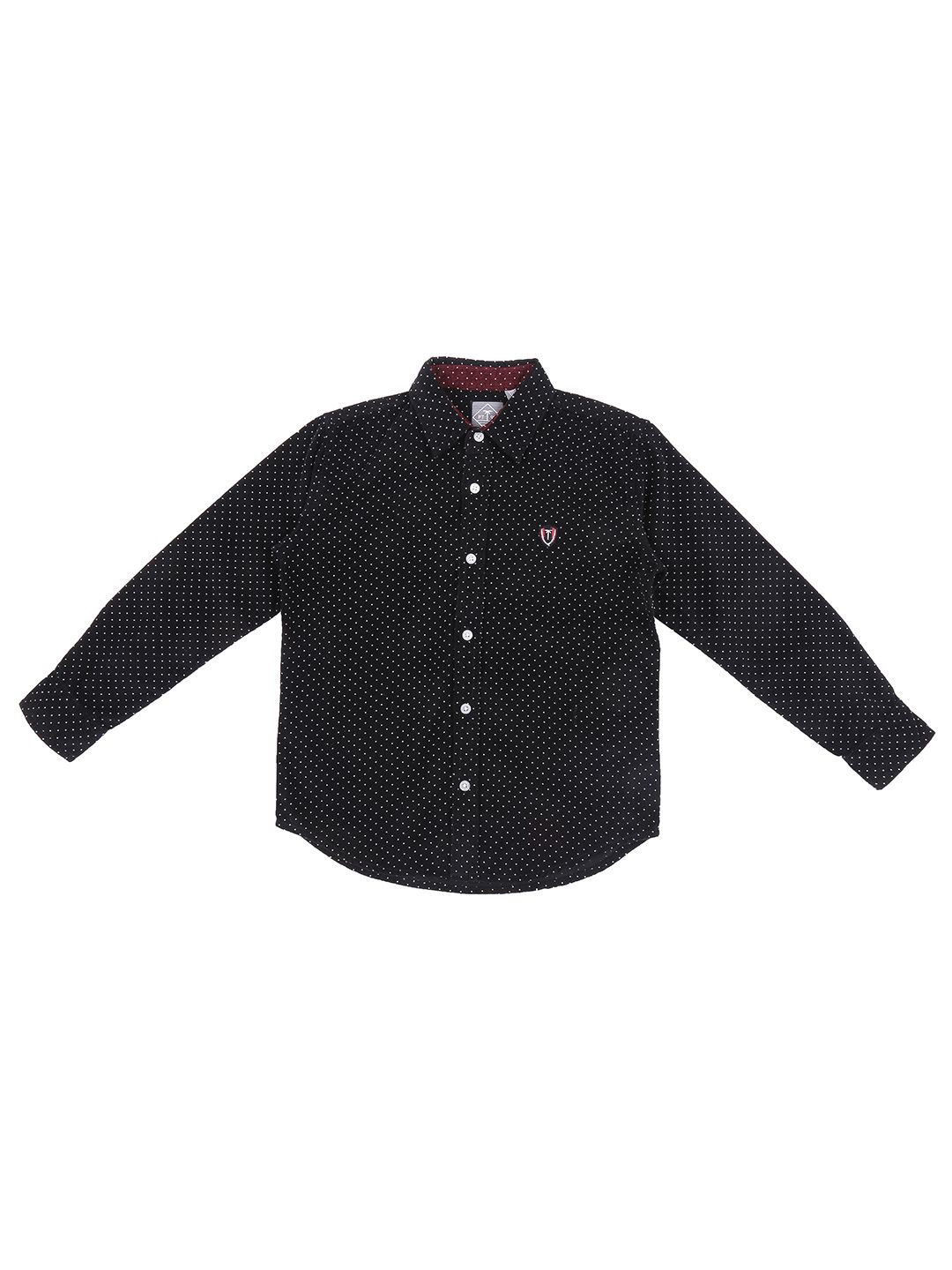 

Palm Tree Boys Standard Polka Dot Opaque Printed Casual Shirt, Black