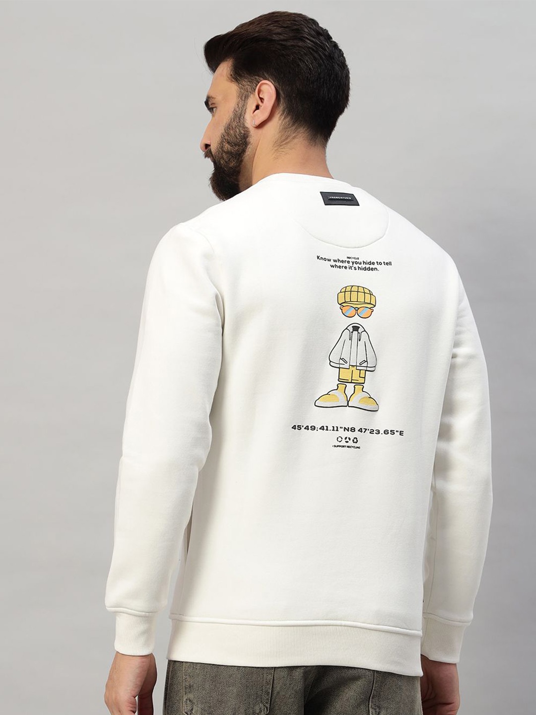 

PROFY Men Printed Sweatshirt, White