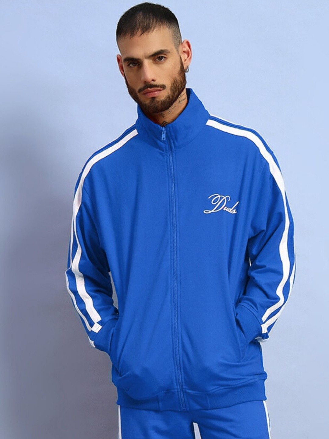 

WEARDUDS Men Woollen Sporty Jacket, Blue