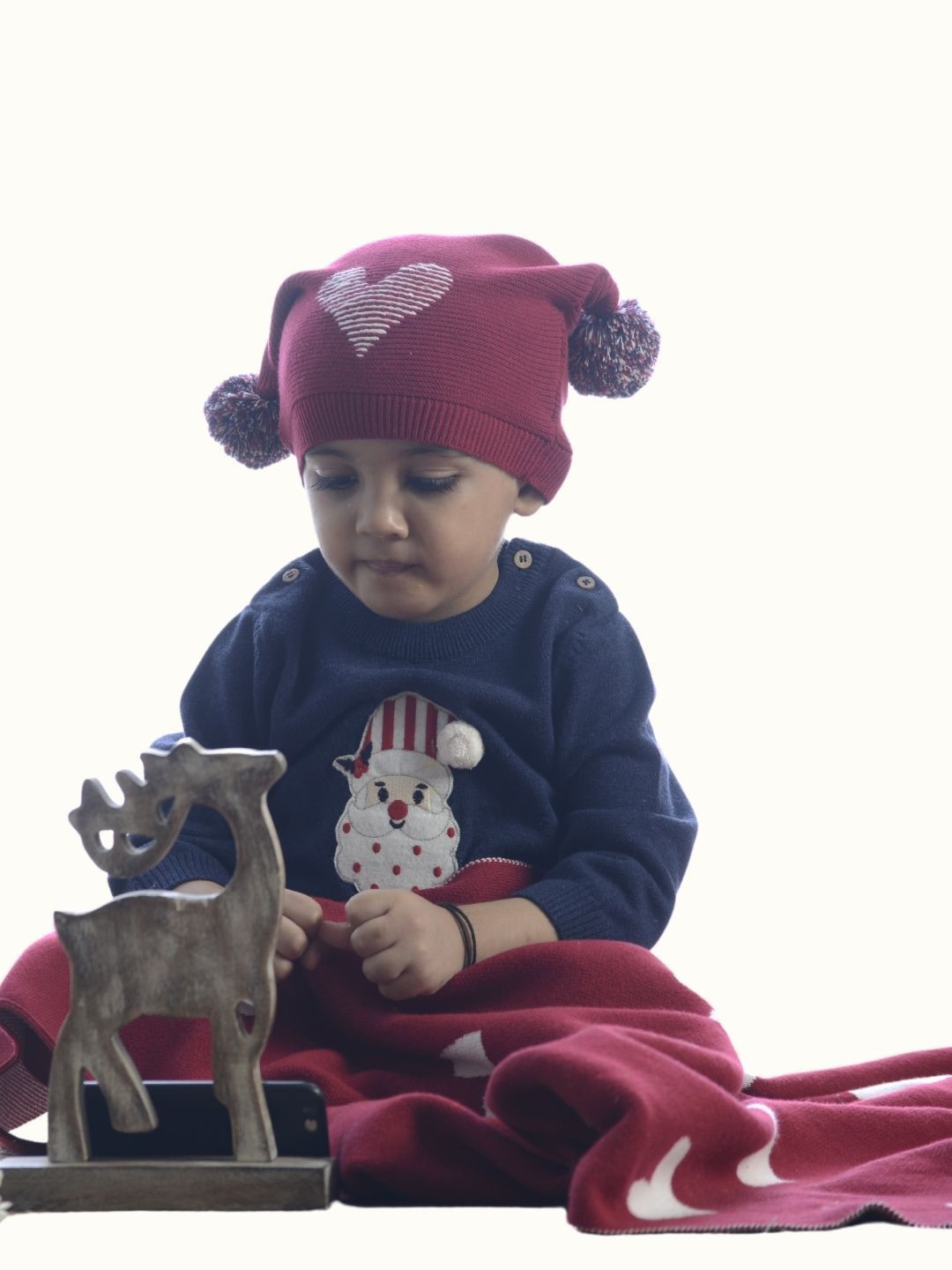 

Greendeer Kids Cotton Embroidered Beanie, Red