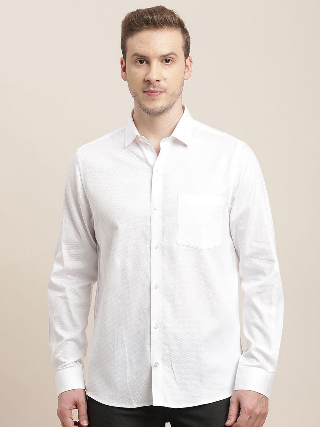 

Turtle Men Classic Slim Fit Opaque Formal Shirt, White