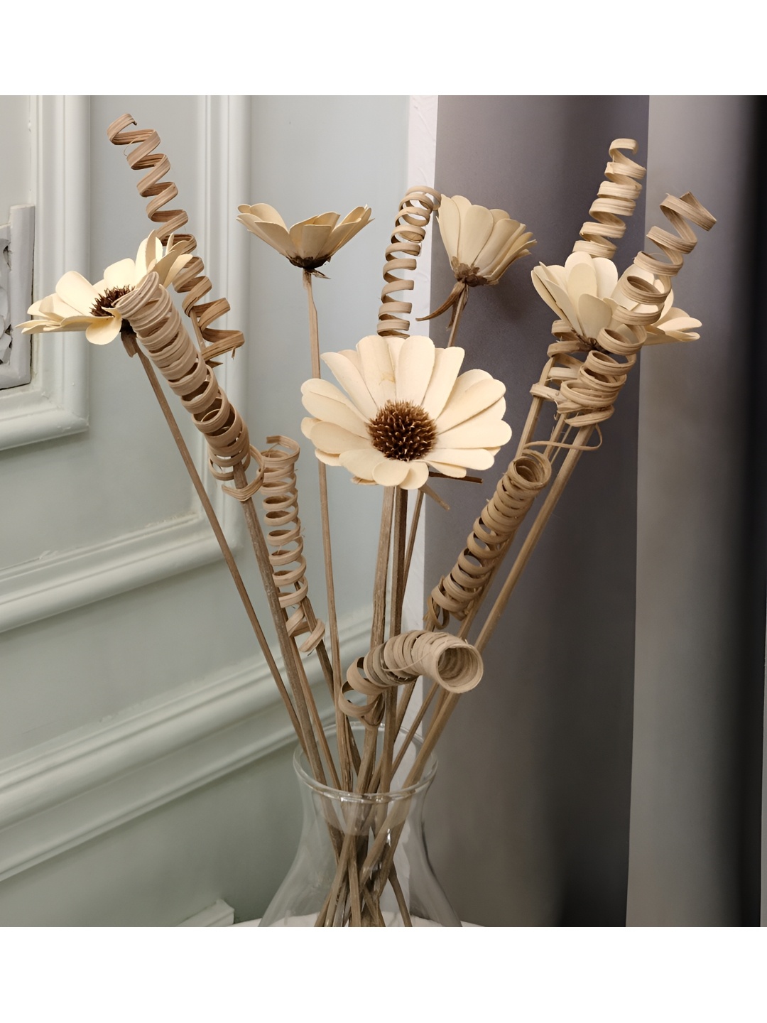 

Myntra Elegant Homes Beige 1 Bunch Sunflower Palm Artificial Flower