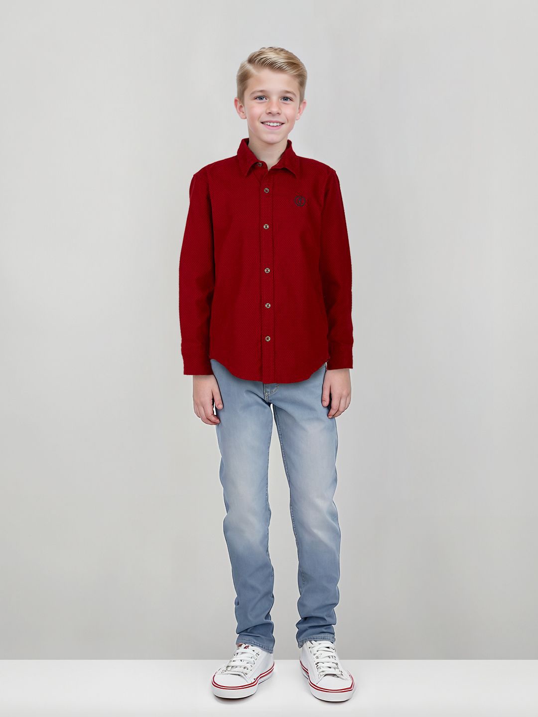 

Gini and Jony Boys Standard Opaque Printed Casual Shirt, Red