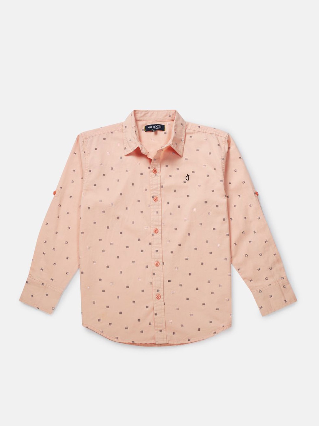 

Gini and Jony Boys Standard Opaque Printed Casual Shirt, Peach