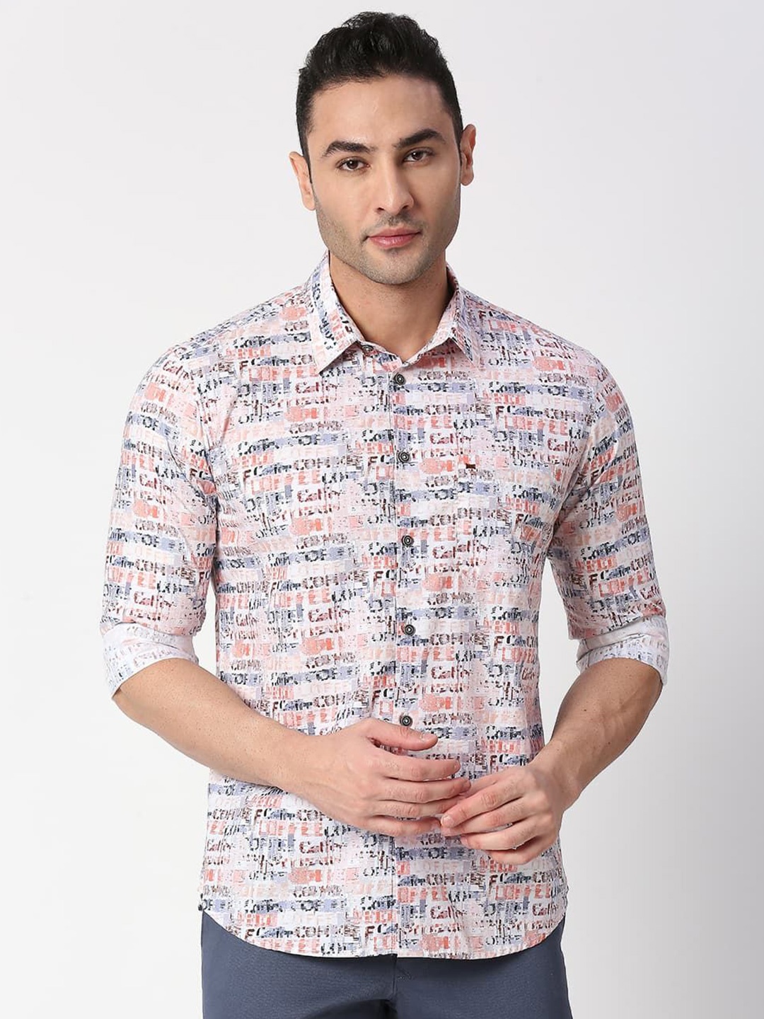 

Basics Men Slim Fit Opaque Printed Casual Shirt, Maroon