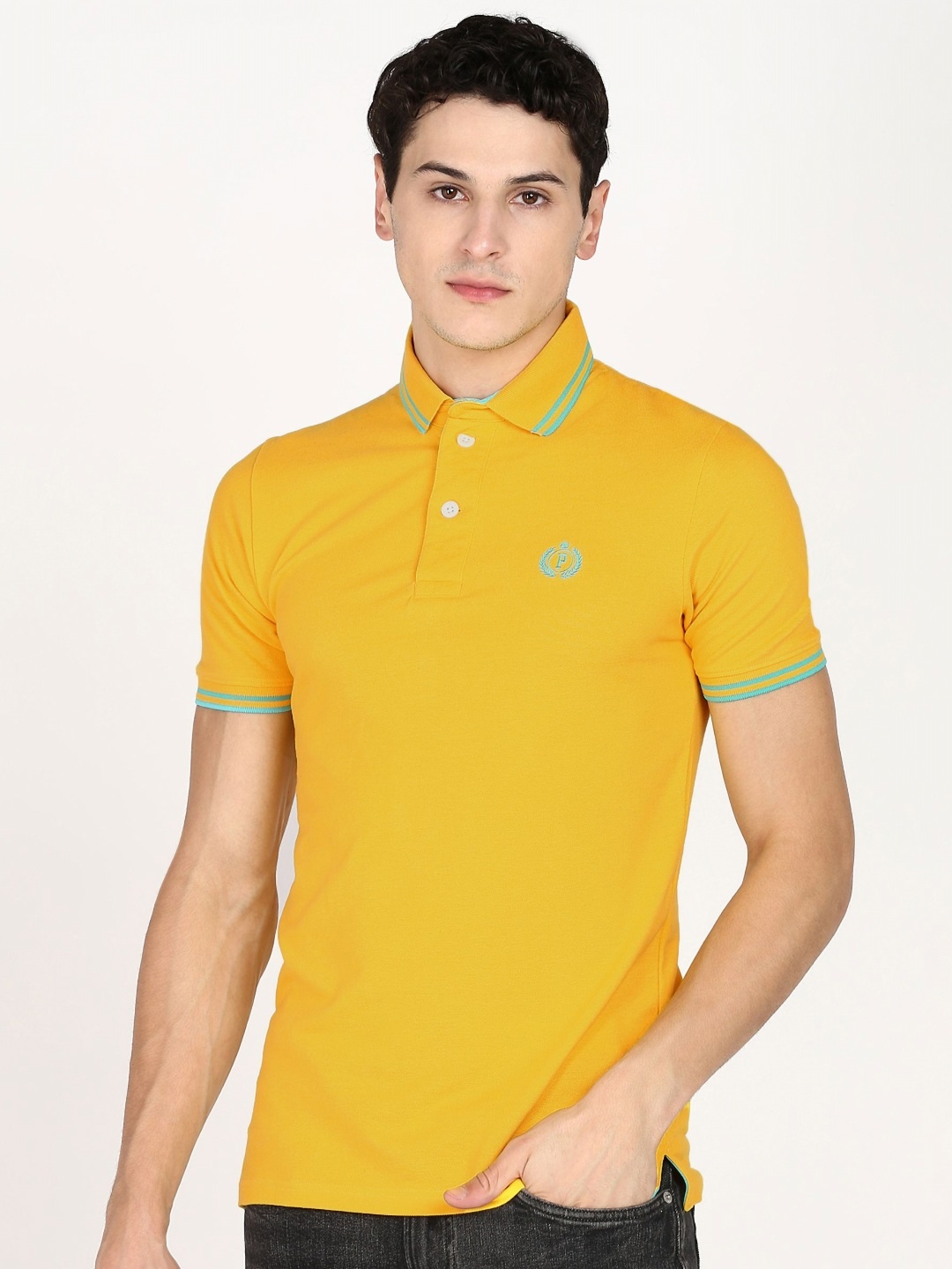 

Provogue Men Polo Collar Slim Fit T-shirt, Yellow
