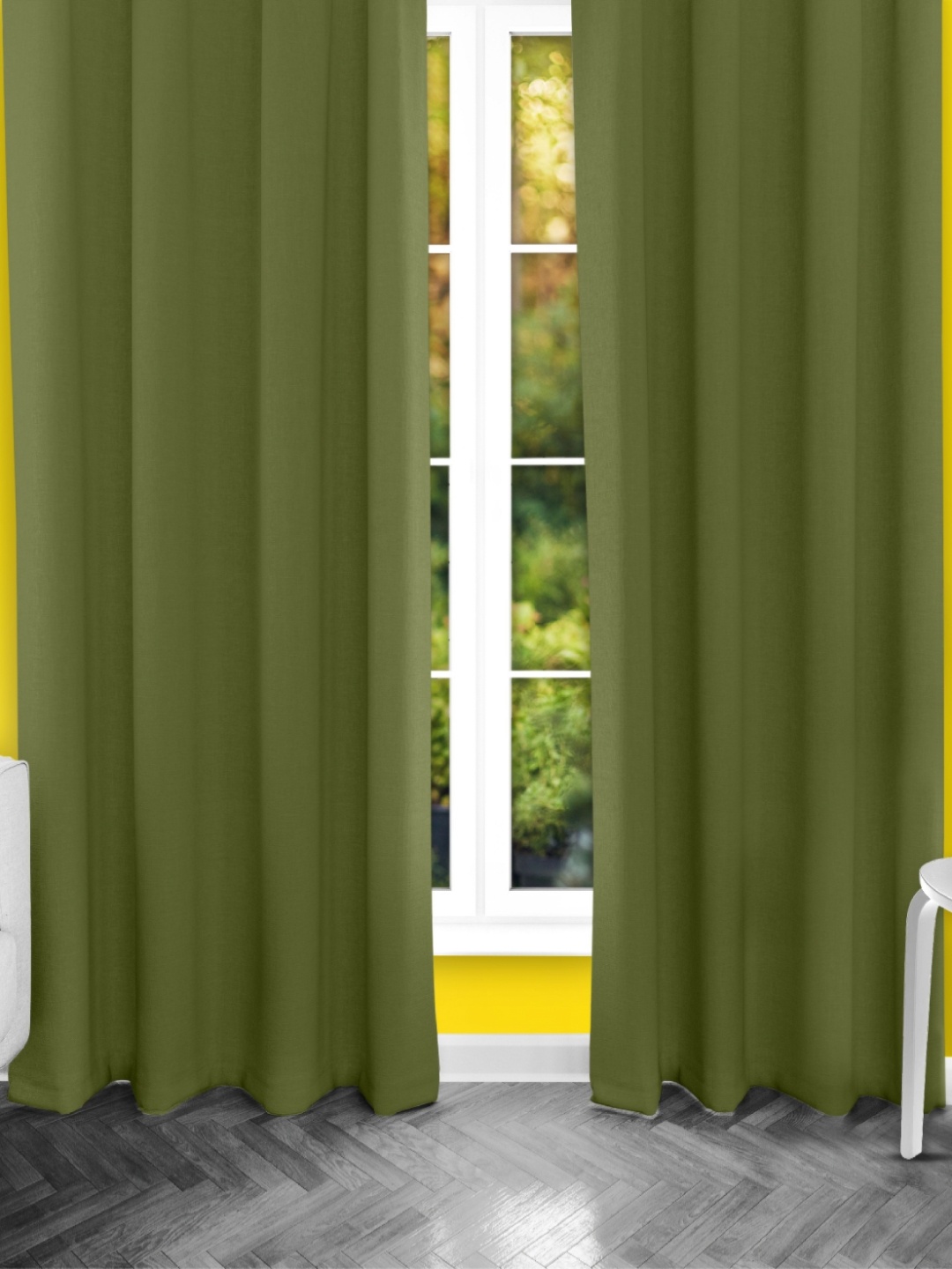 

10club Green 2 Pieces Black Out Door Curtains