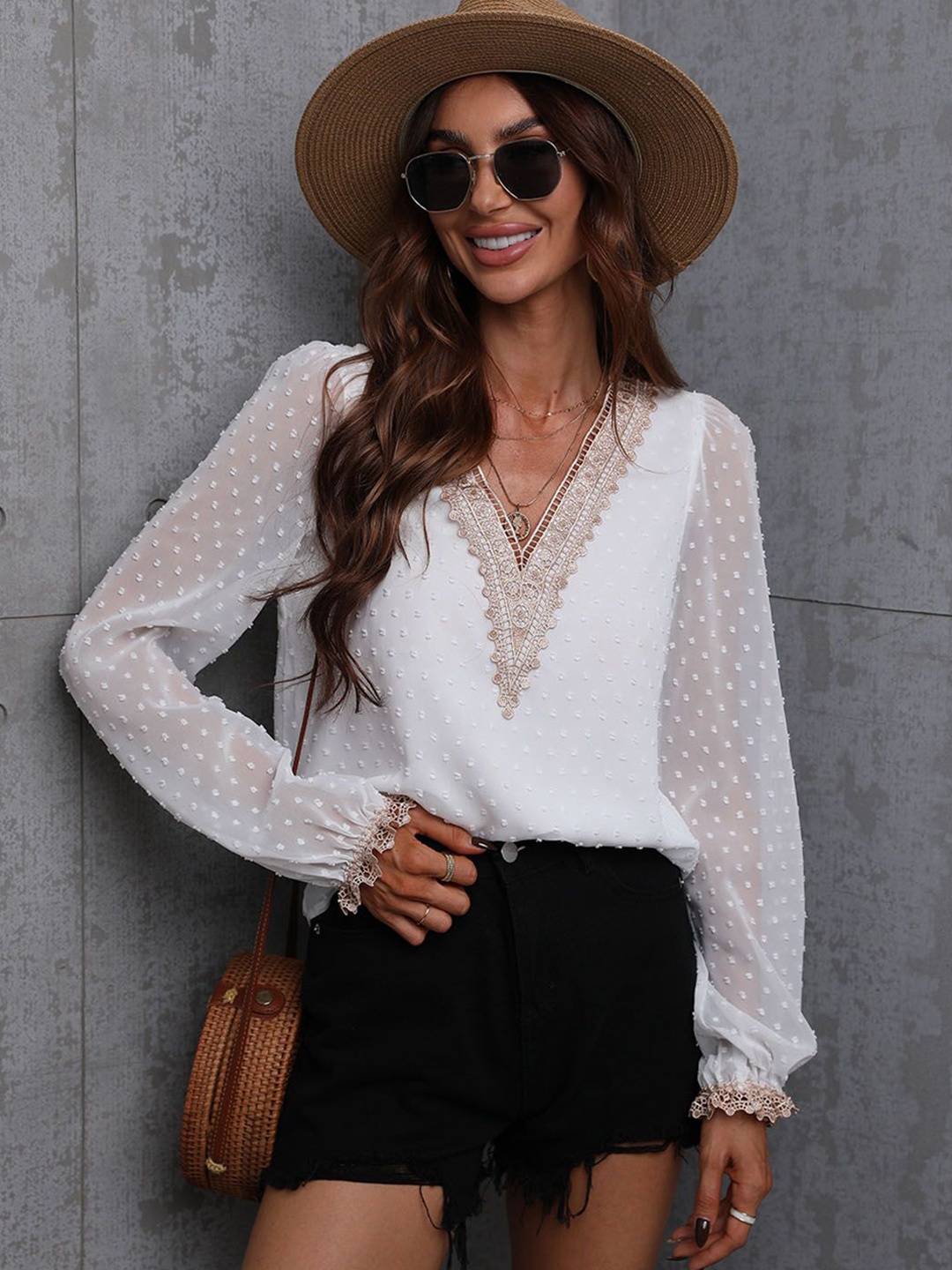 

StyleCast Women V-Neck Long Sleeves Top, White