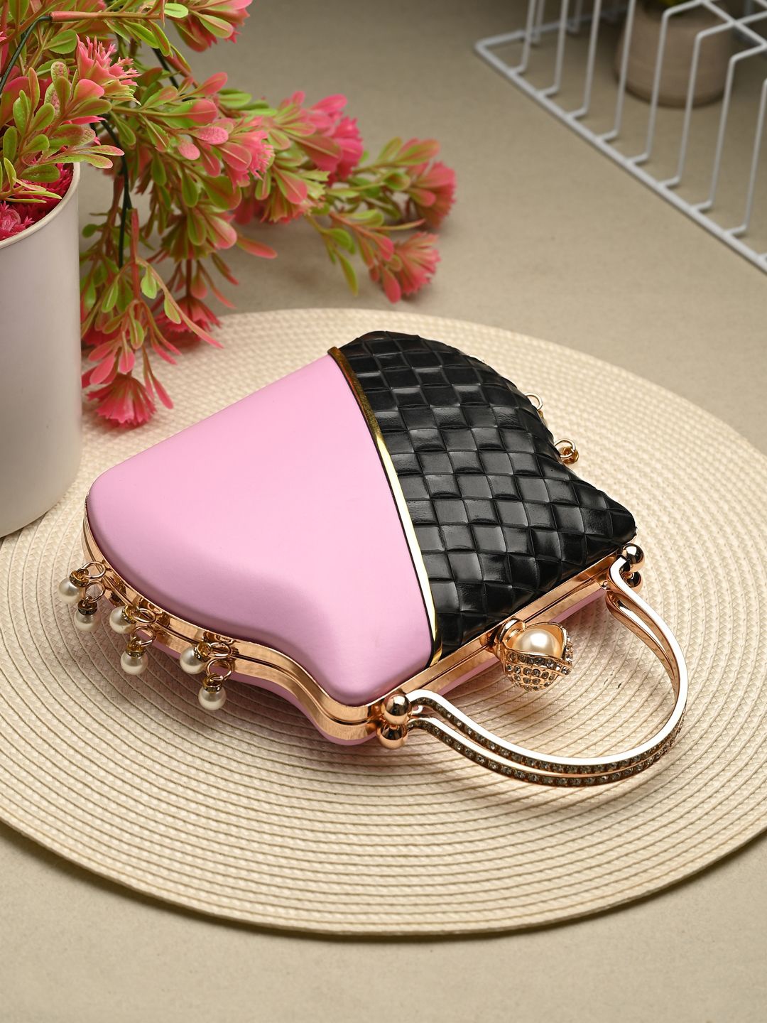 

DressBerry Embellished Box Clutch, Black