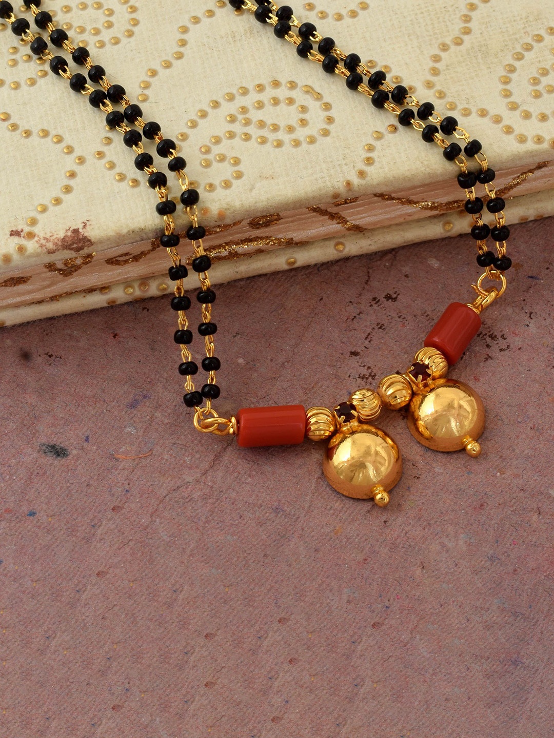 

MEMOIR Gold-Plated CZ Studded & Beaded Mangalsutra