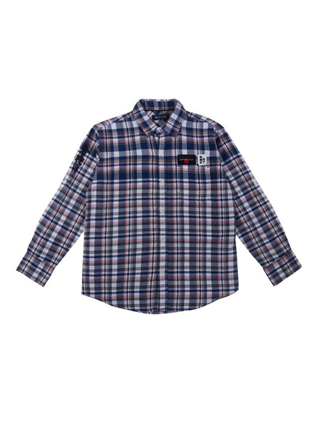 

Gini and Jony Boys Standard Opaque Checked Casual Shirt, Navy blue