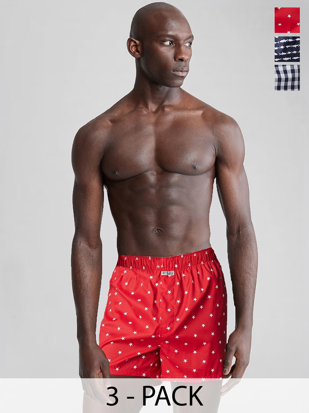 

Columbia Pack Of 3 Printed Cotton Boxers - RCU3102-AS1-N, Red