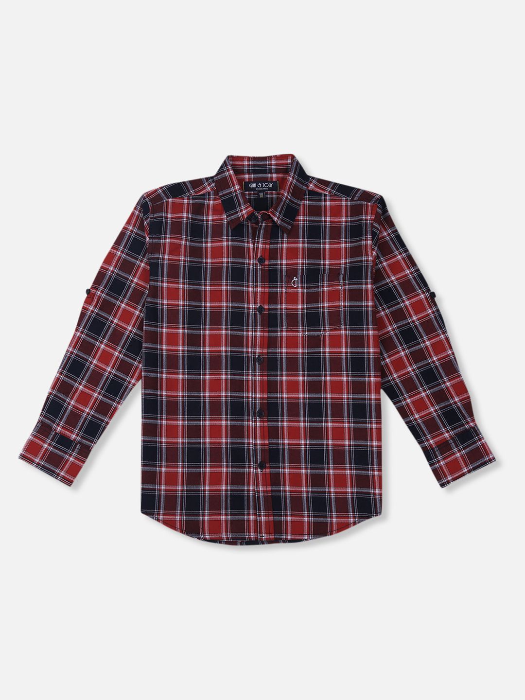 

Gini and Jony Boys Standard Tartan Checks Opaque Checked Casual Shirt, Red