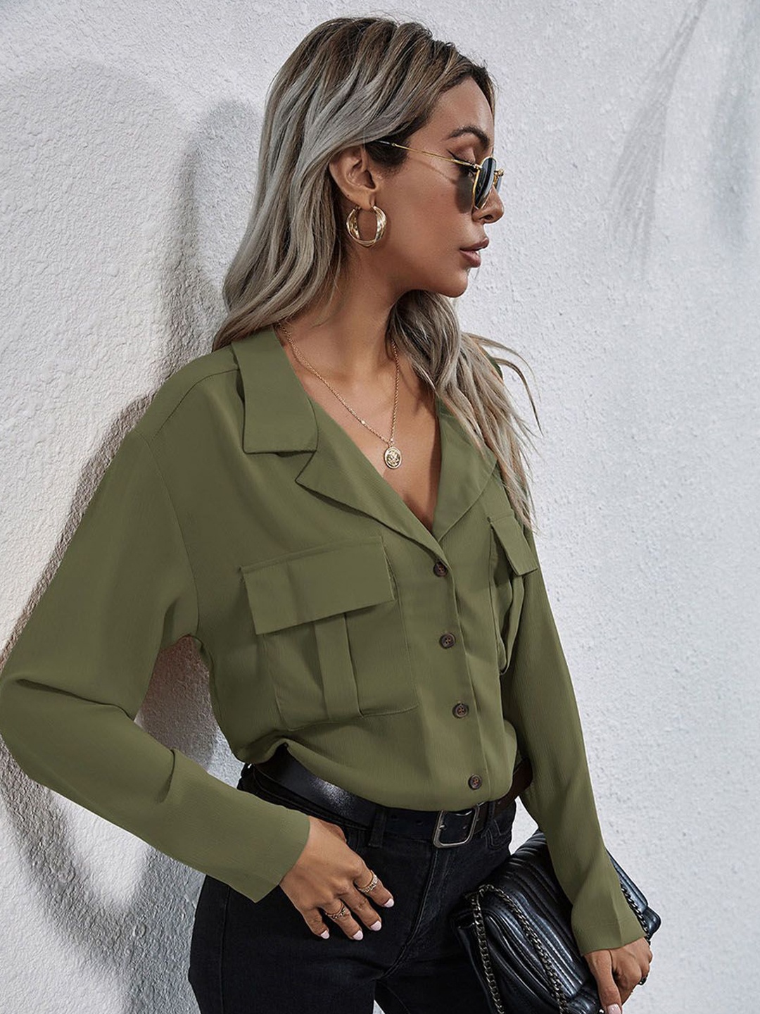 

StyleCast Women Opaque Casual Shirt, Green