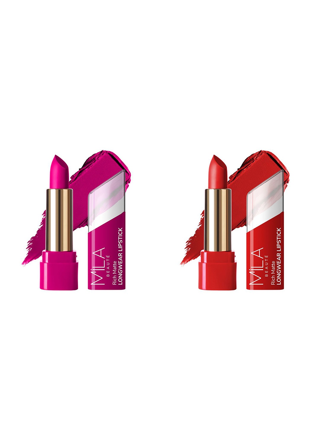 

MILA BEAUTE Set Of 2 Rich Matte Longwear Bullet Lipstick - 4.2 g Each - Shade -609 - 610, Red