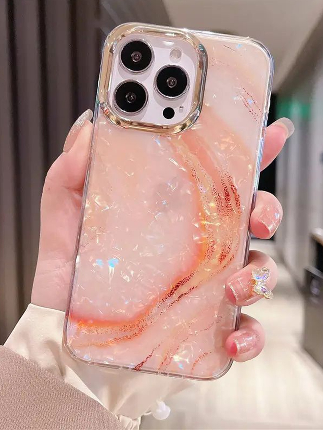 

Luxury Kase Abstract Printed iPhone 12 Pro Back Case Mobile Accessories, Pink