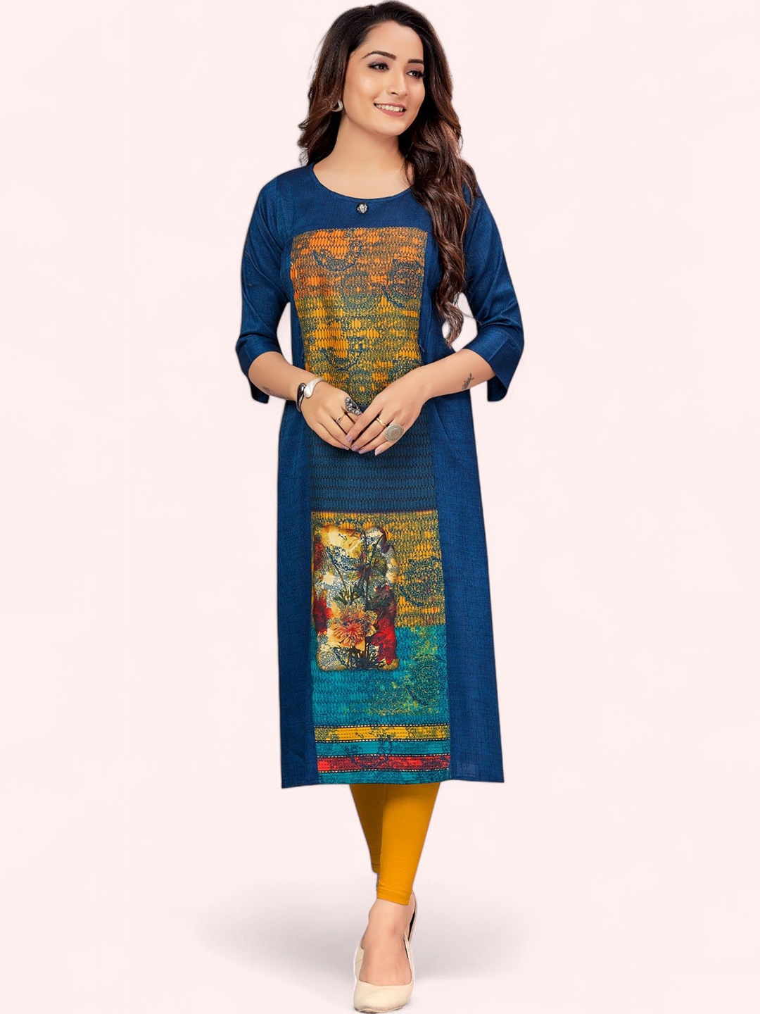 

RITIJYA Women Printed Floral Maternity Kurta, Blue