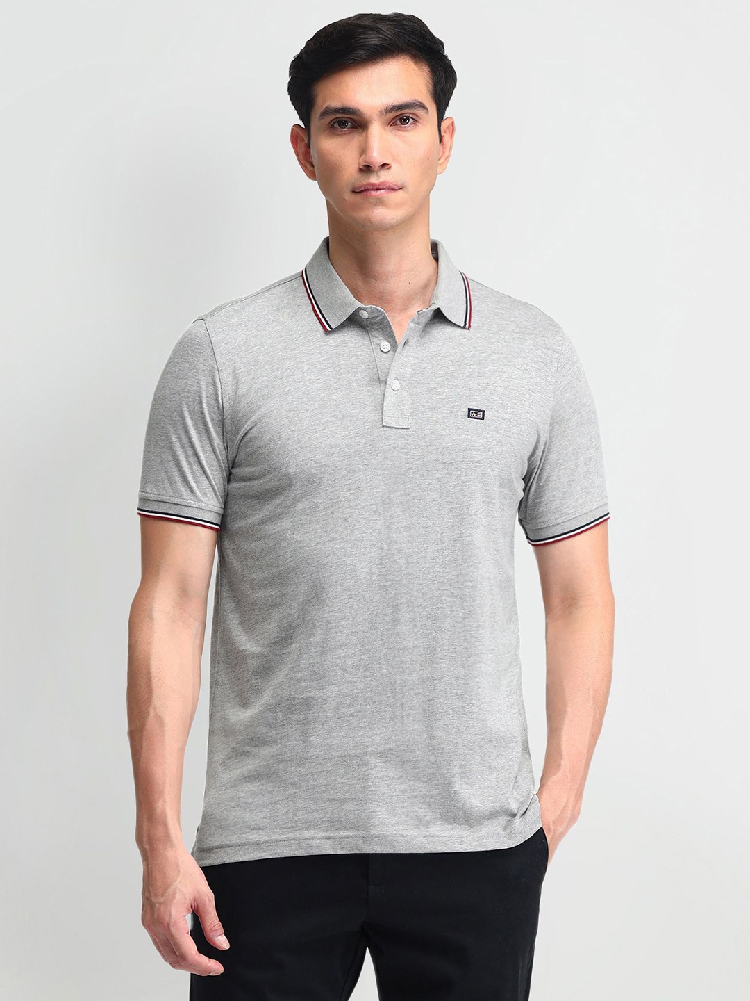 

Arrow Sport Men Brand Logo Polo Collar T-shirt, Grey