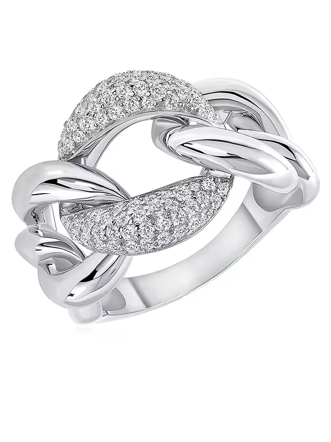 

Lila Silver-Plated CZ Stone Studded Finger Ring