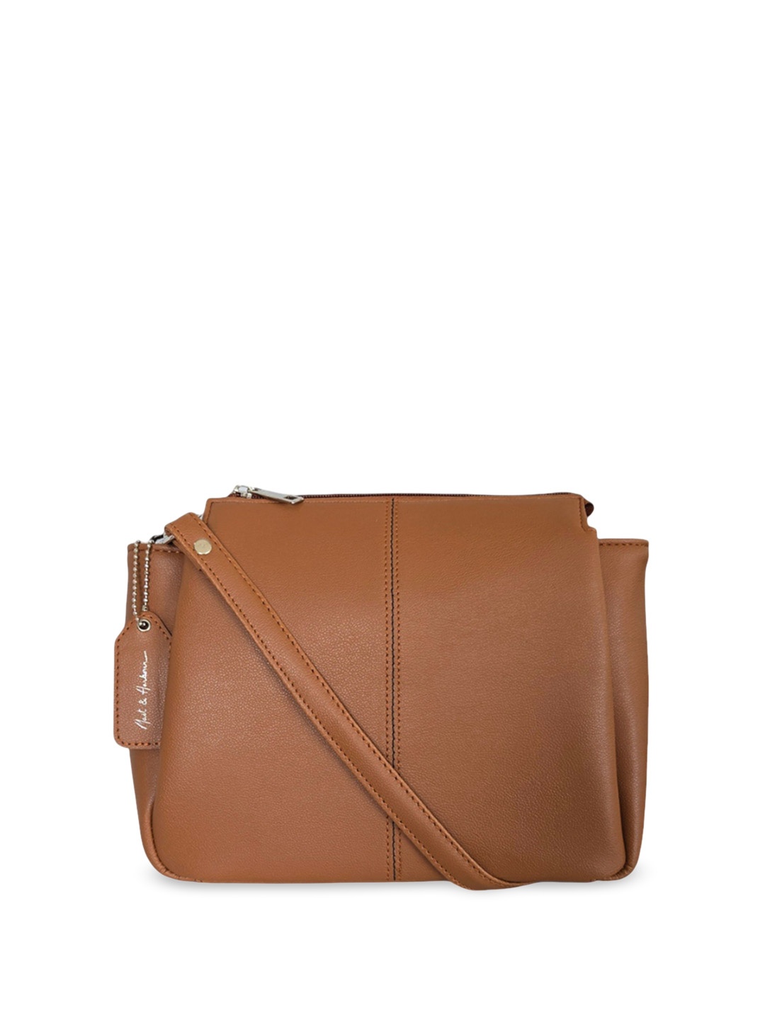 

Mast & Harbour PU Structured Sling Bag with Quilted, Tan