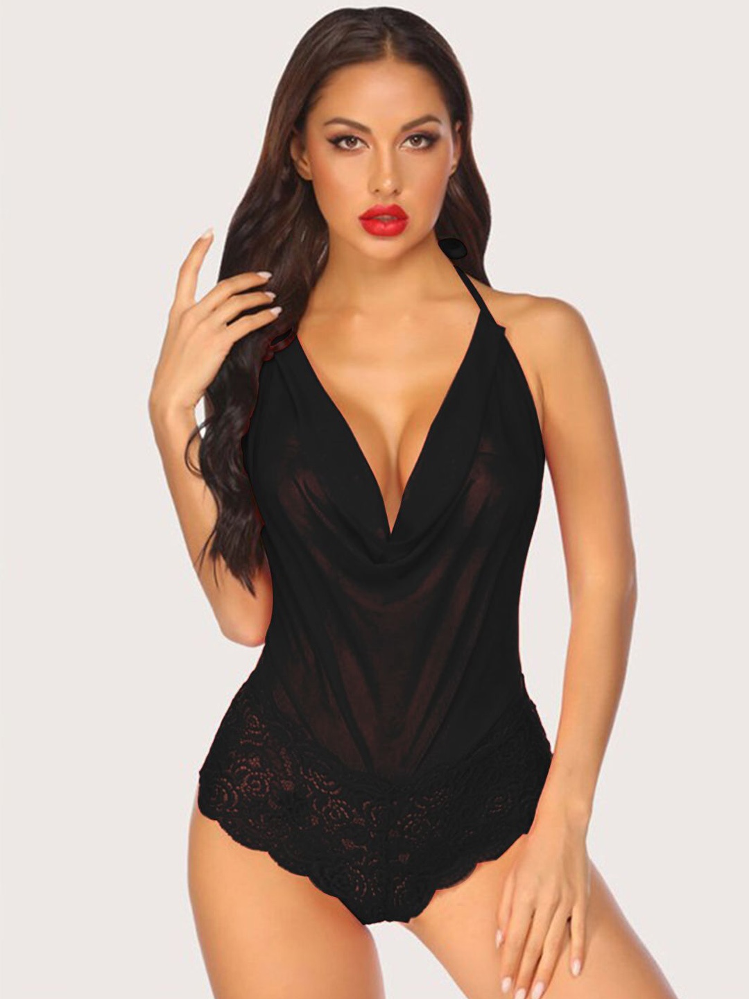 

Krelin Women Shoulder Straps Tie-Ups Baby Doll, Black